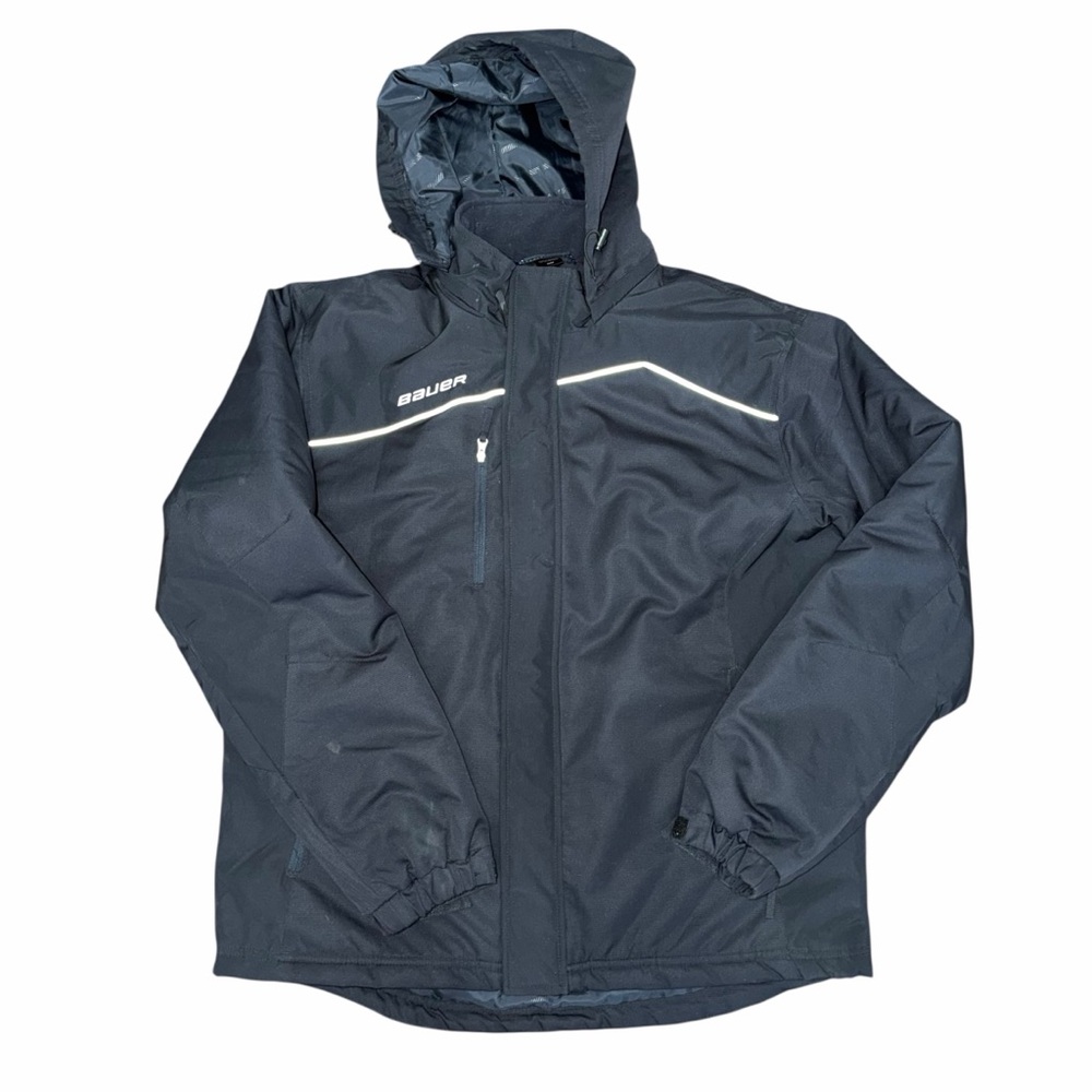 Bauer Insulated Hooded Jacket Black Full Zip Winter Coat Men’s Size Medium